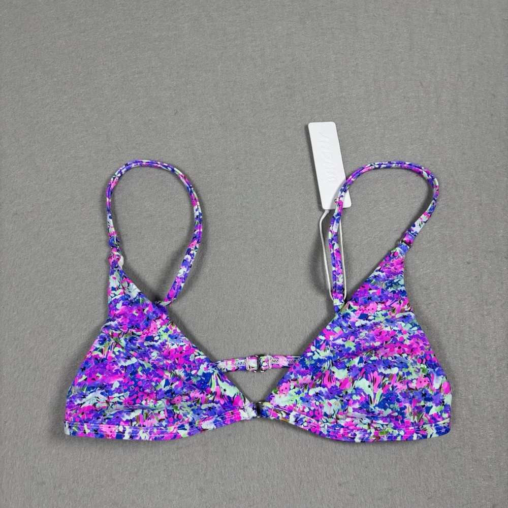 Bright Swimwear Emma Bikini Top Flash Dance  Floral Triangle Size Small New NWT